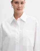 CALVIN KLEIN JEANS Памучна рокля в бяло къса с уголемена кройка LV047C022G