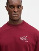 CALVIN KLEIN JEANS Памучна тениска в бордо с апликация LV04RC856G