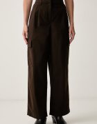 CALVIN KLEIN JEANS панталон дамски с памук черен с висока талия LV047F623G