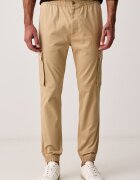 CALVIN KLEIN JEANS панталон карго мъжки от памук с еластан бежов LV04RD608G