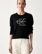 CALVIN KLEIN JEANS пуловер дамски от памук черен LV047G322G