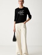 CALVIN KLEIN JEANS пуловер дамски от памук черен LV047G322G