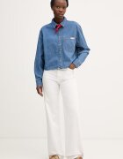 CALVIN KLEIN JEANS риза дамска от деним синя с изчистена шарка LV047F790G