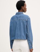 CALVIN KLEIN JEANS риза дамска от деним синя с изчистена шарка LV047F790G