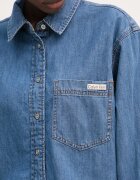 CALVIN KLEIN JEANS риза дамска от деним синя с изчистена шарка LV047F790G
