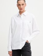 CALVIN KLEIN JEANS риза дамска от памук бяла с изчистена шарка LV047F102G