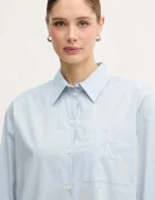 CALVIN KLEIN JEANS Риза дамска в бяло със свободна кройка с класическа яка LV047C143G