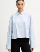 CALVIN KLEIN JEANS Риза дамска в синьо със свободна кройка с класическа яка LV047C141G