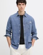 CALVIN KLEIN JEANS риза мъжка от деним синя LV04RE708G