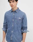 CALVIN KLEIN JEANS риза мъжка от деним синя LV04RE708G