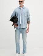 CALVIN KLEIN JEANS риза мъжка от деним синя с изчистена шарка LV04RF918G