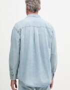 CALVIN KLEIN JEANS риза мъжка от деним синя с изчистена шарка LV04RF918G