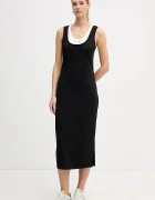 CALVIN KLEIN JEANS Рокля в черно среднодълга със стандартна кройка LV047E220G