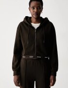 CALVIN KLEIN JEANS суичър с цип дамски от памук кафяв LV047G252G