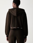 CALVIN KLEIN JEANS суичър с цип дамски от памук кафяв LV047G252G