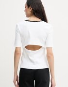 CALVIN KLEIN JEANS тениска дамска от памук с еластан бежова LV047F247G