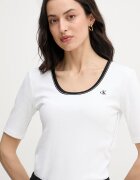 CALVIN KLEIN JEANS тениска дамска от памук с еластан бежова LV047F247G