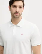 CALVIN KLEIN JEANS тениска с яка мъжка памучна бяла LV040EM269
