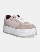 CALVIN KLEIN JEANS Велурени маратонки BOLD PLATF LACEUP LOW MG SUEDE