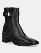 CALVIN KLEIN Кожени боти BLOCK HEEL BOOT W/ METAL LOGO