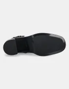 CALVIN KLEIN Кожени боти BLOCK HEEL BOOT W/ METAL LOGO в черно с дебел ток HW0HW02591