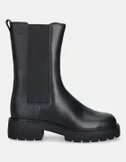 CALVIN KLEIN Кожени боти челси CHUNKY HIGH CHELSEA в черно с равна подметка YW0YW01909