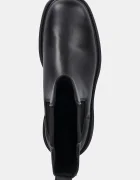 CALVIN KLEIN Кожени боти челси CHUNKY HIGH CHELSEA в черно с равна подметка YW0YW01909