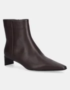CALVIN KLEIN Кожени боти SET BACK KITTEN HEEL ANKLE BOOT