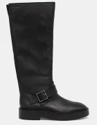 CALVIN KLEIN Кожени ботуши CONCAVE WELT UKT BIKER PB в черно с равна подметка YW0YW01972