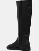 CALVIN KLEIN Кожени ботуши FORMAL UTK BOOT LTH в черно с равна подметка HW0HW02599