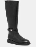CALVIN KLEIN Кожени ботуши KNEE BOOT W/ METAL LOGO