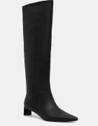 CALVIN KLEIN Кожени ботуши SET BACK KITTEN HEEL KNEE BOOT