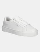 CALVIN KLEIN Кожени маратонки CUPSOLE LACE UP - WOVEN LTH