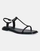 CALVIN KLEIN Кожени сандали FLAT SANDAL SQUARED BUCKLE LTH