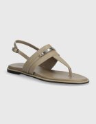 CALVIN KLEIN Кожени сандали FLAT TP SANDAL METAL BAR LTH