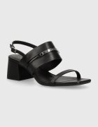 CALVIN KLEIN Кожени сандали HEEL SANDAL 45 MET BAR LTH