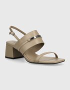 CALVIN KLEIN Кожени сандали HEEL SANDAL 45 MET BAR LTH
