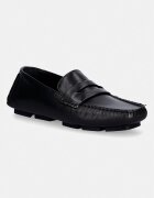 CALVIN KLEIN мокасини дамски от кожа SQUARE DRIVER LTH черни HW0HW02944