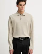 CALVIN KLEIN Памучна блуза с дълги ръкави в бордо с изчистен дизайн LV040EM909