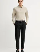 CALVIN KLEIN Памучна блуза с дълги ръкави в бордо с изчистен дизайн LV040EM909