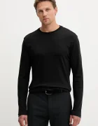 CALVIN KLEIN Памучна блуза с дълги ръкави в черно с изчистен дизайн LV04LD227G