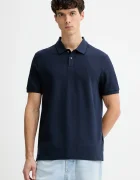 CALVIN KLEIN Памучна тениска с яка