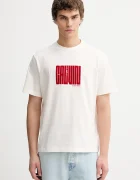 CALVIN KLEIN Памучна тениска в бежово с принт LV04RE832G