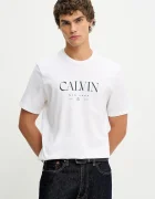 CALVIN KLEIN Памучна тениска в бяло с принт LV04RE807G