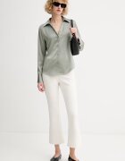 CALVIN KLEIN панталон дамски с вискоза бежов с висока талия LV044F204G