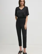 CALVIN KLEIN панталон дамски с вискоза черен с висока талия LV044B690G