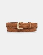 CALVIN KLEIN плетен колан дамски от кожа кафяв LV04F7087G