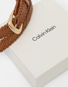 CALVIN KLEIN плетен колан дамски от кожа кафяв LV04F7087G