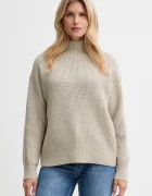CALVIN KLEIN Пуловер с вълна в бежово с ниско поло LV044D365G