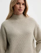 CALVIN KLEIN Пуловер с вълна в бежово с ниско поло LV044D365G